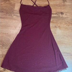 Elegant Burgundy Spaghetti Strap Dress